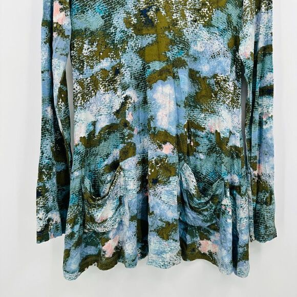 LOGO Lori Goldstein Size XS Green & Blue Long Sleeve Pocket Tunic Top - Picture 3 of 7